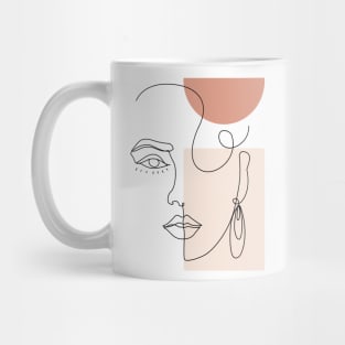 minimal woman face line art Mug